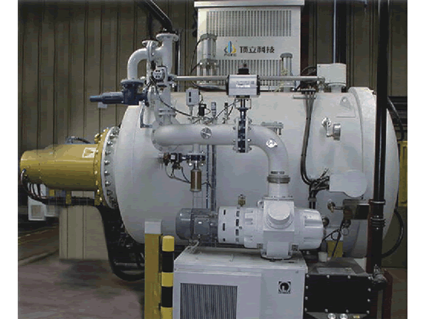 Horizontal vacuum oven compartment under high pressure to the gas quenching